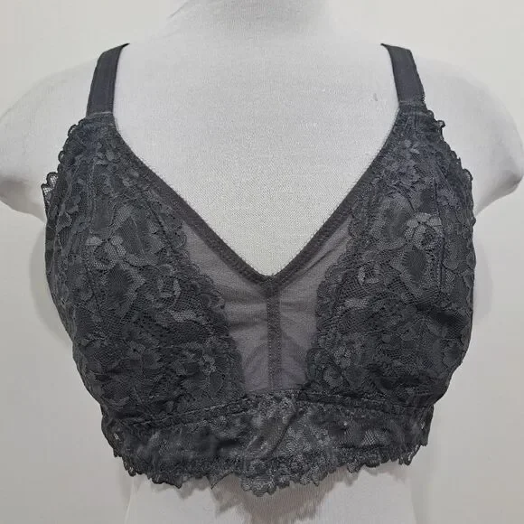 Savage X Fenty Floral Lace Bralette Racerback Pink/ Black Bra 1X NWT - Picture 16 of 17